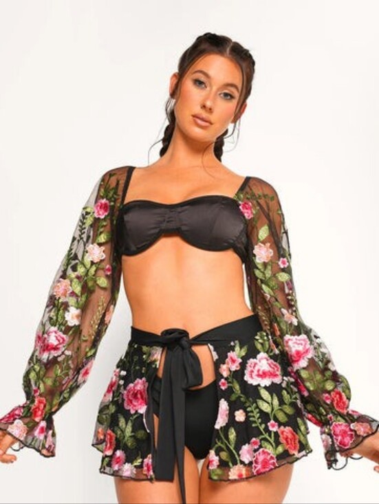 iHeartRaves Tops - New iHeartRaves Forest Nymph Floral Long-Sleeve Bra Top Size Medium